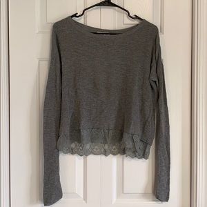 Hollister long sleeve sweater with lace trim